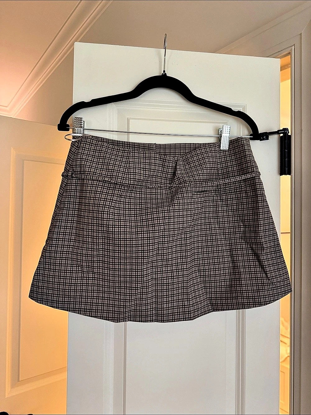 Zara Checkered Mini Skirt in Gray & Black NWT